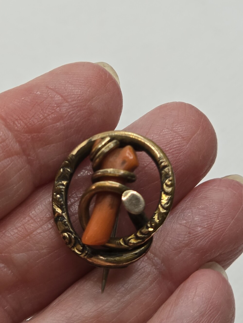 Small Victorian Branch Coral Love Knot Brooch Antique 1800s - Picture 7 of 9